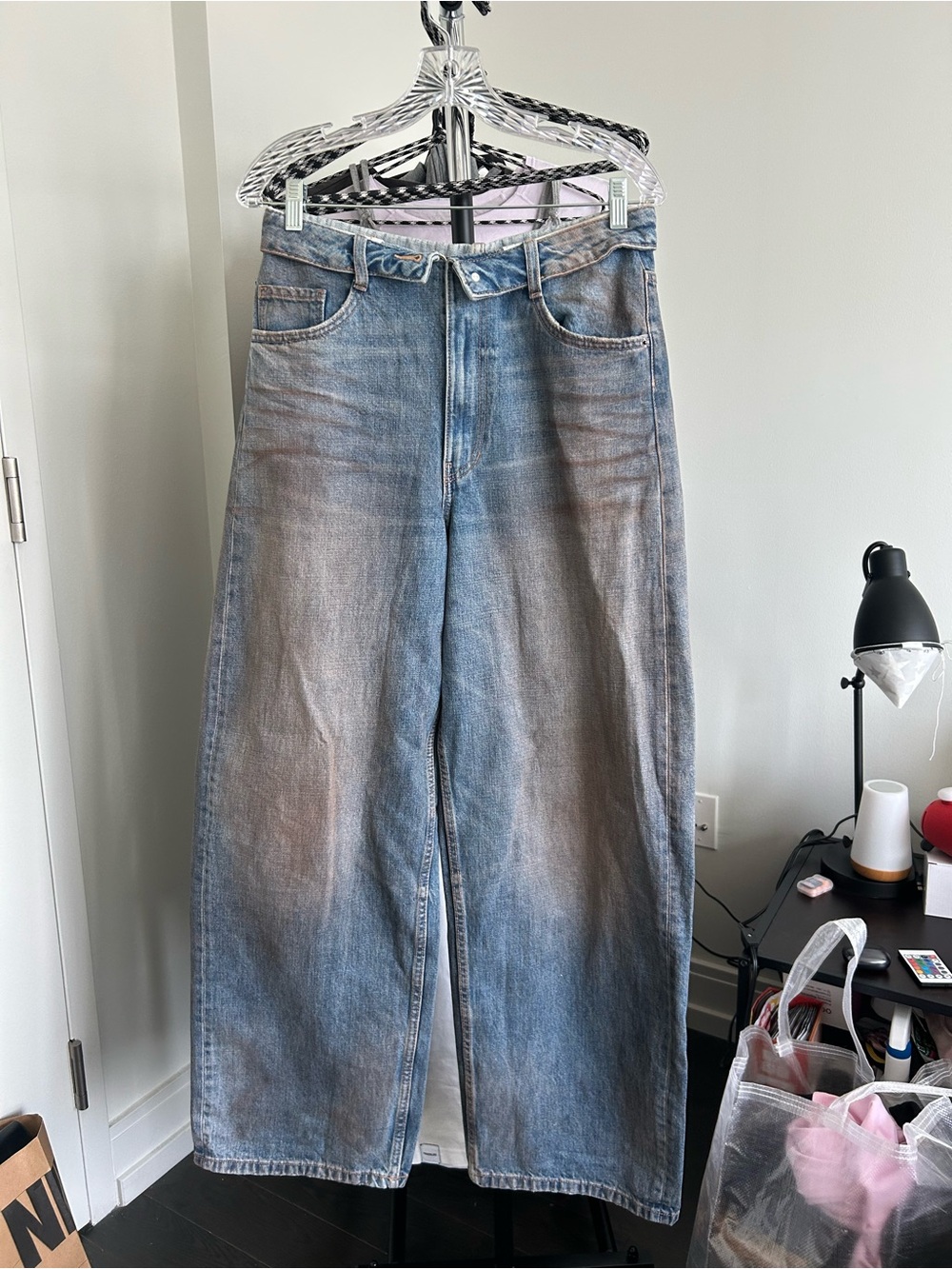 Wide Leg Womenβs Jeans in Faded Blue